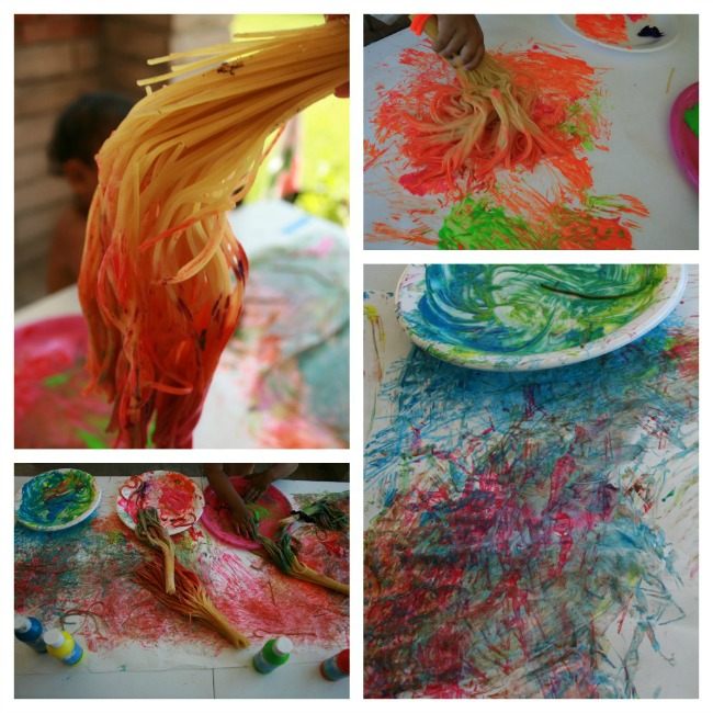 Art Activities For Kids Paint With Spaghetti Brooms Fun Littles