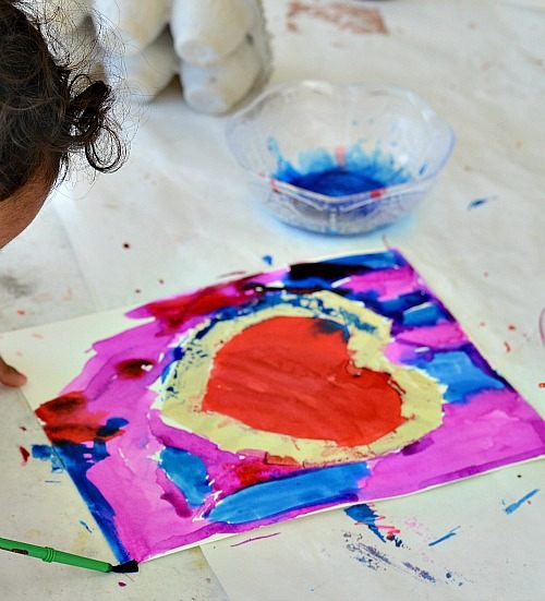Tape Resist Canvas Painting: Process Art Invitation - Art Play Heart