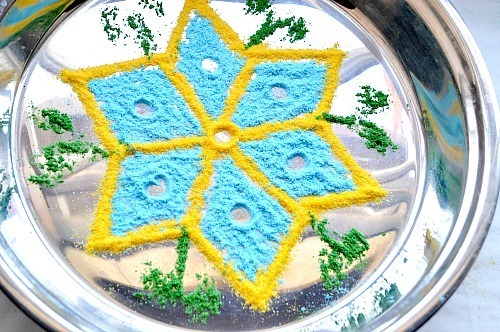 How to Make Rangoli Colours at Home, Rangoli Powder with Sand, Little  Crafties 