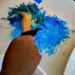 blue paint with spaghetti