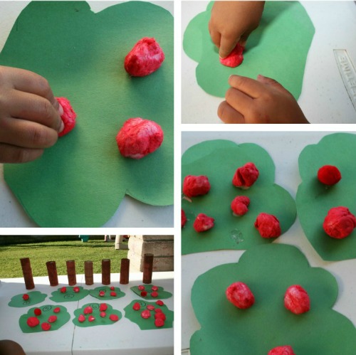 toddler apple tree craft with pom poms