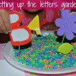 spring craft letters garden set up