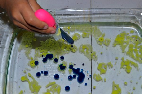 thinned oil paint on water - art projects for kids