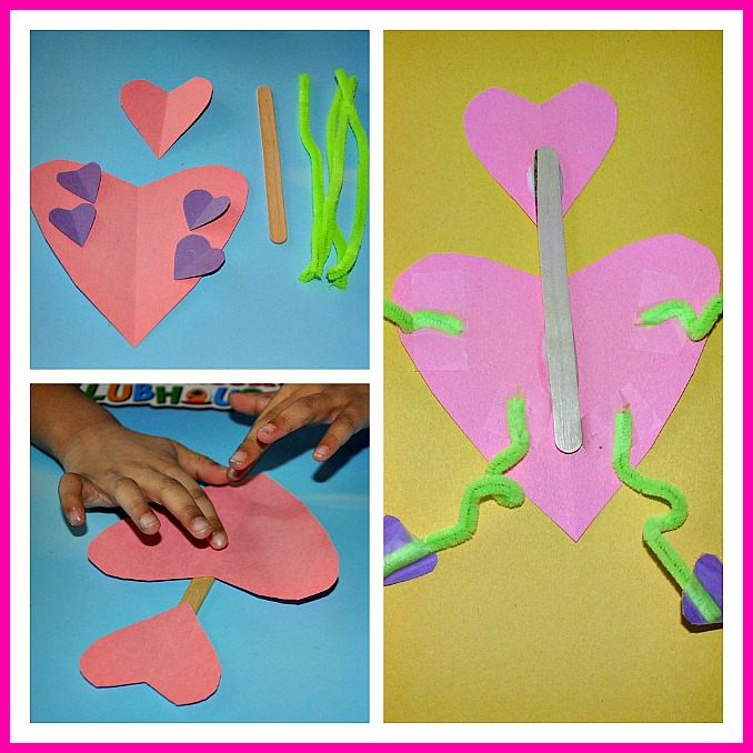 valentine crafts for kids- make a heart lady using heart shapes