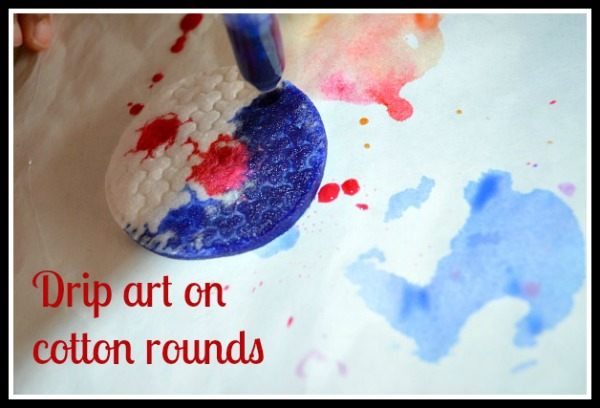 watercolors on cotton rounds