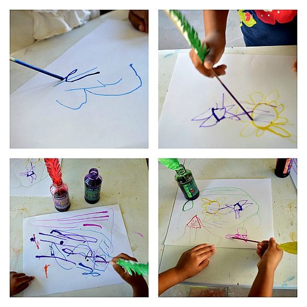 Art activity with quill pen