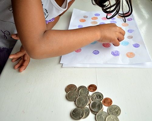 math activity with kids using coins