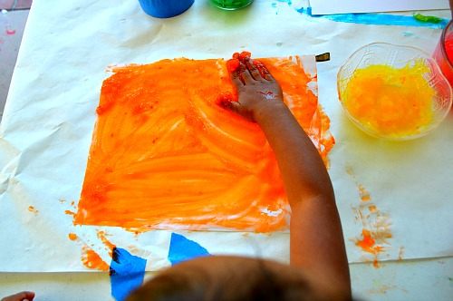 orange color cornstarch paint