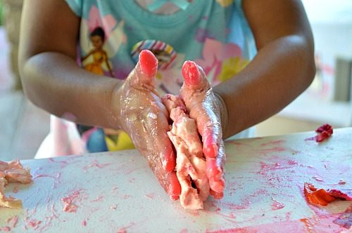 messy play with wet play dough
