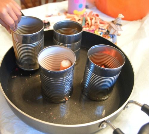 double boil and melt the candles as fun fall play