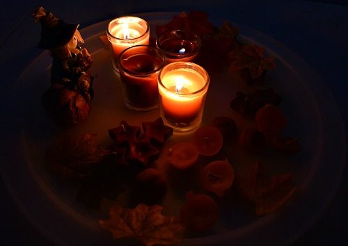 fall candles in the dark