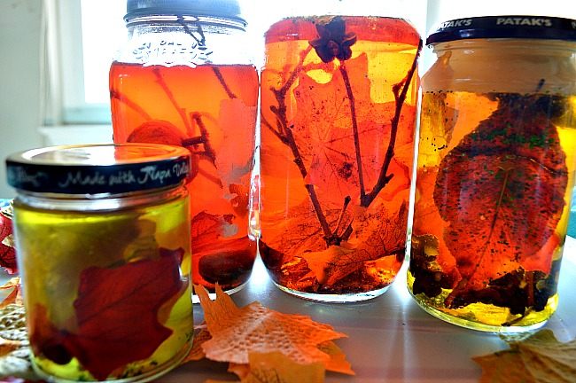 fall snsory jars