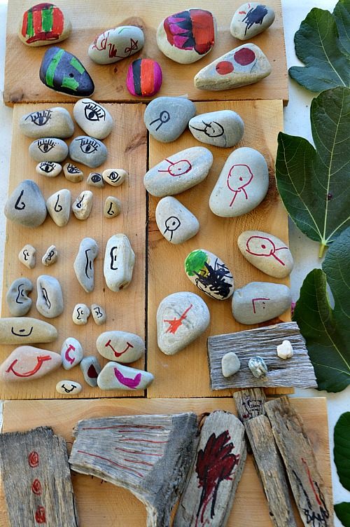 invitation to solve a rock puzzle nature play