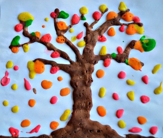 puffy paint fall tree craft and art