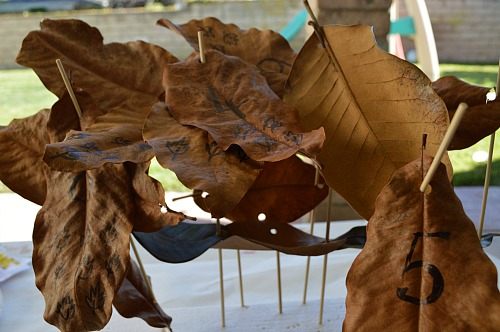 sculptures with leaves