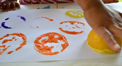 stamping with fruits