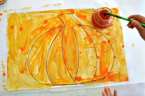 pumpkin art with homemade paint