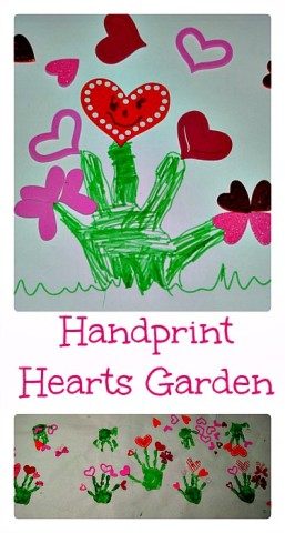 Handprint hearts garden
