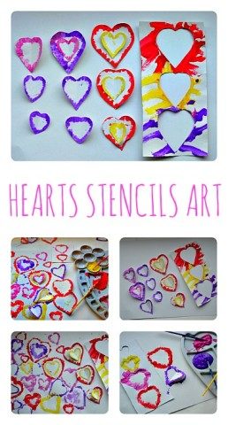 Valentines Day Art Projects with stencils