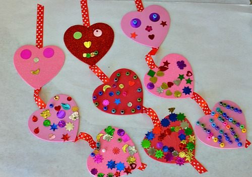 Valentines crafts with foam hearts