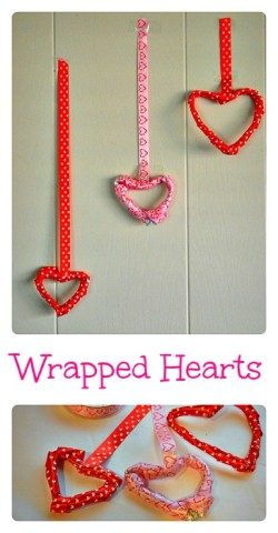 Valentine's day crafts with wrapped hearts