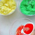 making homemade snow with colors