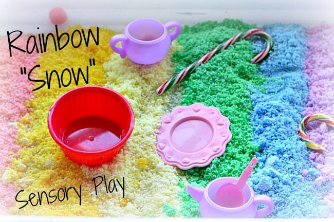 snow activities for kids with rainbow snow