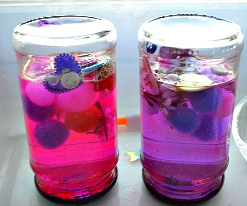 Shimmering sensory jars