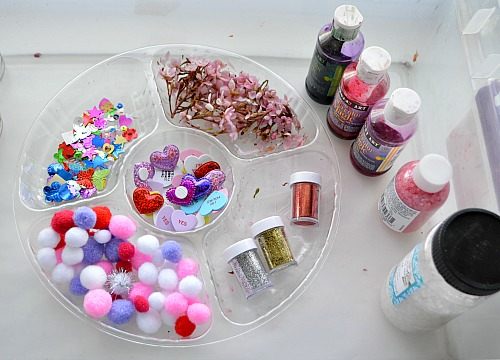 materials for valentines sensory jars