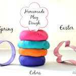 Homemade Playdough in spring and Easter colors