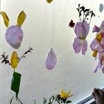 contact paper activity for kids sticking flowers