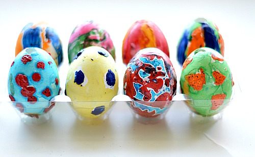 easter art activities with crayon eggs