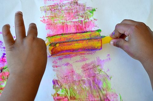 art activities for kids with rolling paint dipped yarn