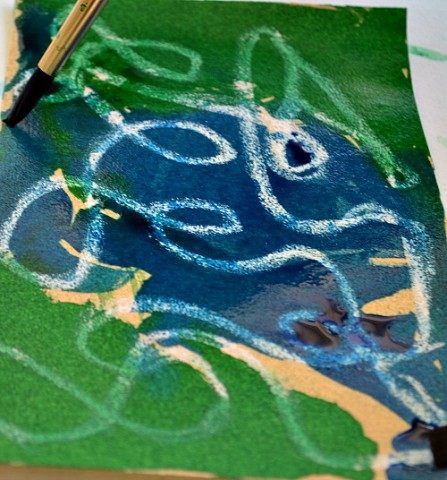 crayon resist art project on sand paper