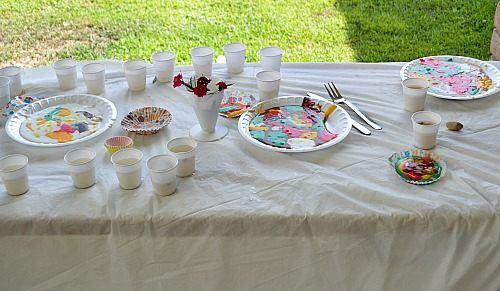 table set up for slime play