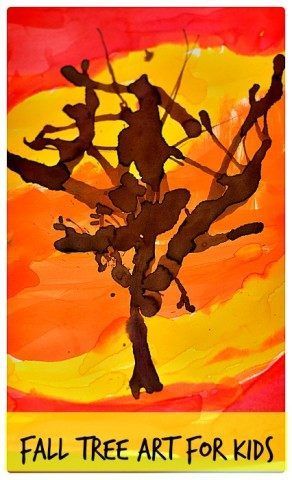 Simple art project for creating a vibrant fall tree art