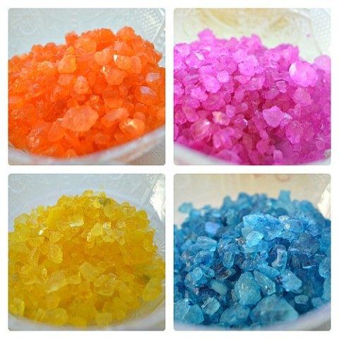 colored rock salt sensory play