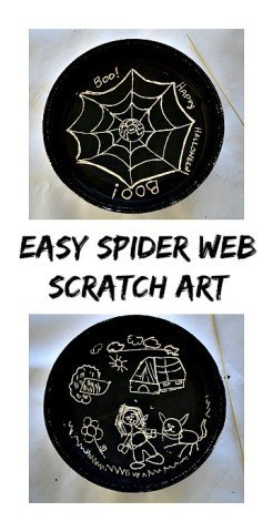 Super easy spider web art using the scratch technique