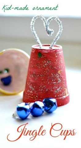Christmas Crafts for Kids Making ornaments using bells and cups