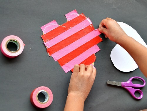 peeling off the heart valentine day craft
