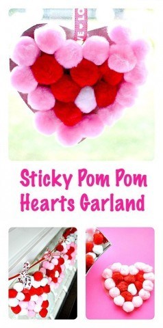 Simple Valentine Kids Craft Sticky pom pom garlandKids Play Box