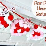 Valentine Crafts for kids – pom pom hearts garland