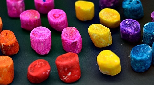 art activities for kids! brightly colord marshmallows