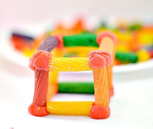 colorful pasta building