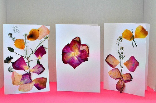 finished flower pressing cards for valentines