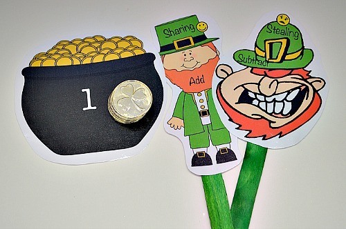 math games for kids using coins for st patrick's day