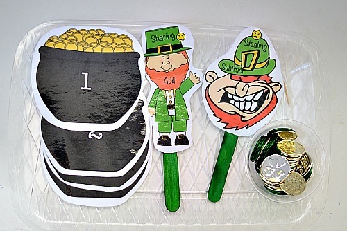 st patricks day math set up with free printable