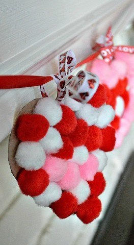 valentine crafts for kids with stickypom poms