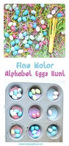 Fine motor alphabet egg hunting for Easter