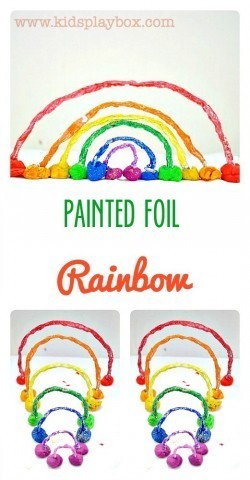 How to make a 3d rainbow with painted foil - fun kids craft for St.Patrick's day